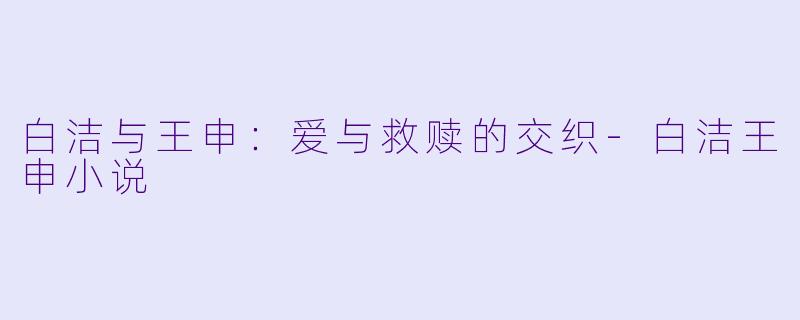 白洁与王申：爱与救赎的交织-白洁王申小说