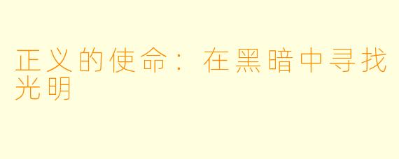 正义的使命:在黑暗中寻找光明
