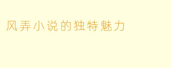 风弄小说的独特魅力