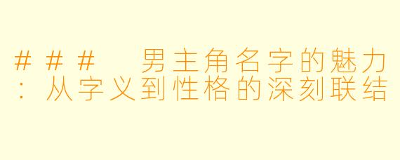 ### 男主角名字的魅力：从字义到性格的深刻联结