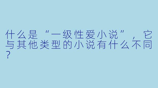 什么是“一级性爱小说”,它与其他类型的小说有什么不同?