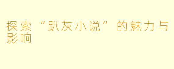 探索“趴灰小说”的魅力与影响