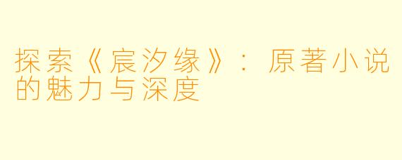 探索《宸汐缘》：原著小说的魅力与深度