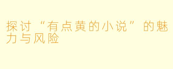 探讨“有点黄的小说”的魅力与风险