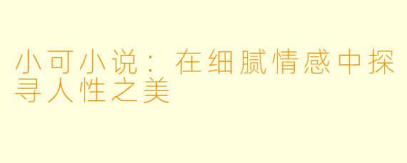 小可小说：在细腻情感中探寻人性之美