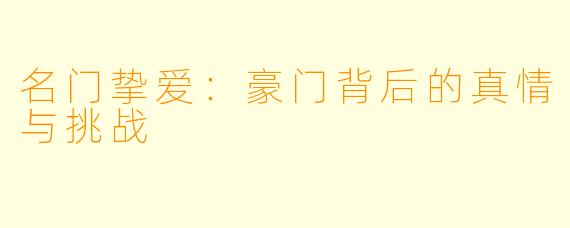 名门挚爱：豪门背后的真情与挑战