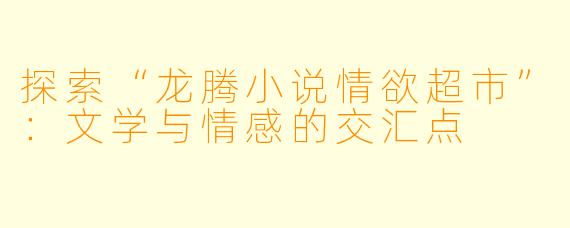 探索“龙腾小说情欲超市”：文学与情感的交汇点