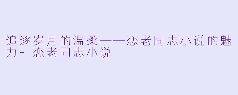 追逐岁月的温柔——恋老同志小说的魅力