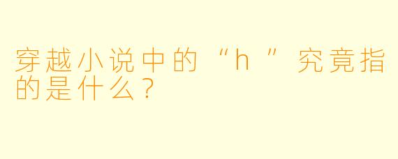 穿越小说中的“h”究竟指的是什么？