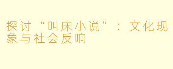 探讨“叫床小说”:文化现象与社会反响