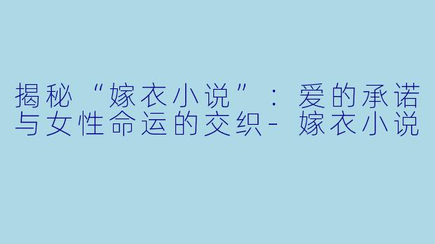 揭秘“嫁衣小说”：爱的承诺与女性命运的交织-嫁衣小说