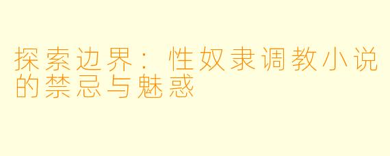 探索边界:性奴隶调教小说的禁忌与魅惑