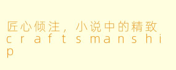 匠心倾注，小说中的精致 craftsmanship