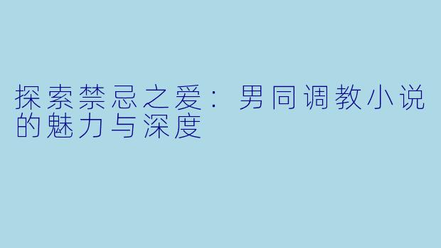 探索禁忌之爱：男同调教小说的魅力与深度