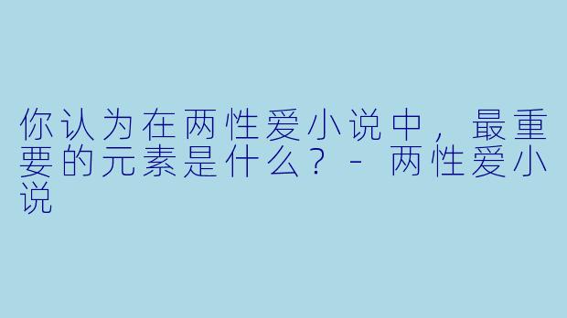 你认为在两性爱小说中，最重要的元素是什么？