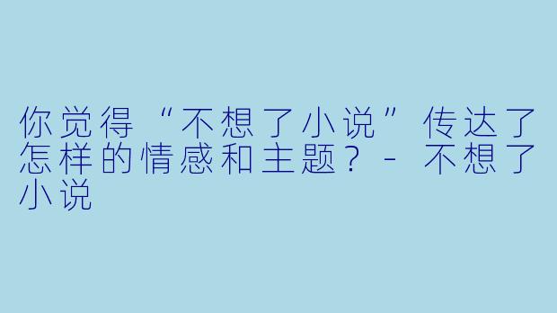 你觉得“不想了小说”传达了怎样的情感和主题？