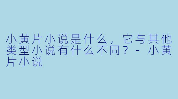 小黄片小说是什么,它与其他类型小说有什么不同?