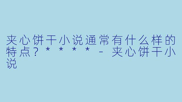 夹心饼干小说通常有什么样的特点？****