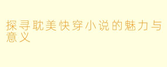 探寻耽美快穿小说的魅力与意义