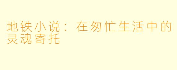 地铁小说：在匆忙生活中的灵魂寄托