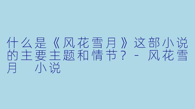什么是《风花雪月》这部小说的主要主题和情节?