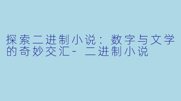 探索二进制小说：数字与文学的奇妙交汇-二进制小说