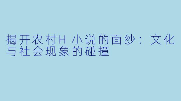 揭开农村H小说的面纱：文化与社会现象的碰撞