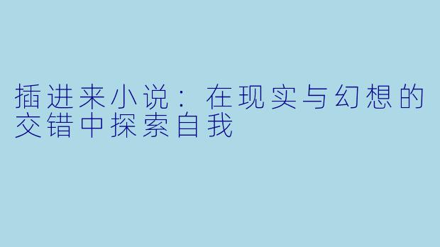 插进来小说:在现实与幻想的交错中探索自我