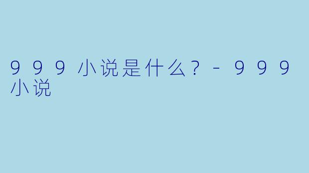 999小说是什么？
