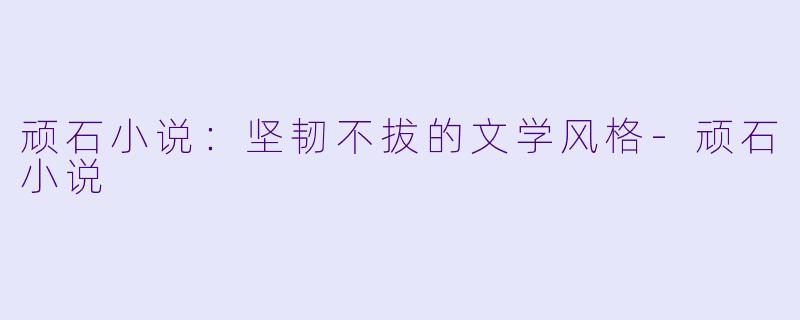 顽石小说：坚韧不拔的文学风格-顽石小说