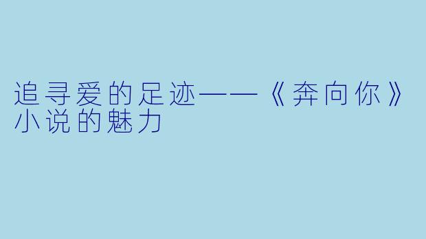 追寻爱的足迹——《奔向你》小说的魅力