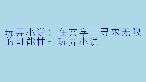 玩弄小说：在文学中寻求无限的可能性-玩弄小说