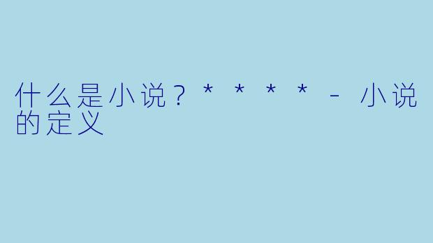 什么是小说?****
