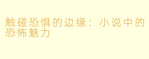 触碰恐惧的边缘：小说中的恐怖魅力