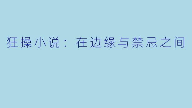 狂操小说：在边缘与禁忌之间