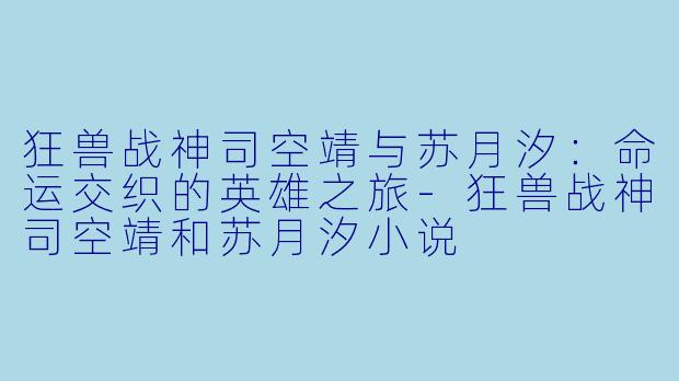 狂兽战神司空靖与苏月汐：命运交织的英雄之旅-狂兽战神司空靖和苏月汐小说