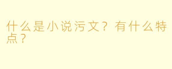 什么是小说污文?有什么特点?
