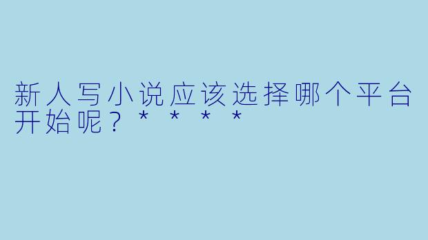 新人写小说应该选择哪个平台开始呢?****