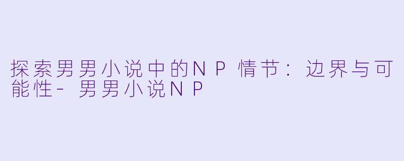探索男男小说中的NP情节：边界与可能性-男男小说NP