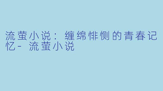 流萤小说：缠绵悱恻的青春记忆-流萤小说