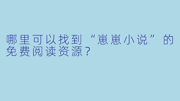 哪里可以找到“崽崽小说”的免费阅读资源?