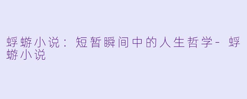 蜉蝣小说:短暂瞬间中的人生哲学