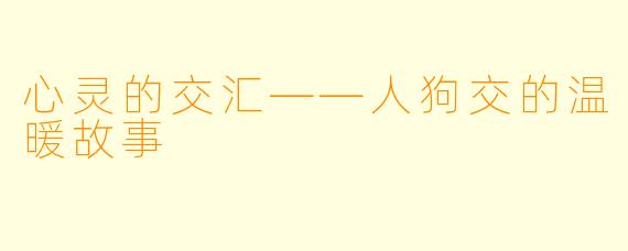 心灵的交汇——人狗交的温暖故事