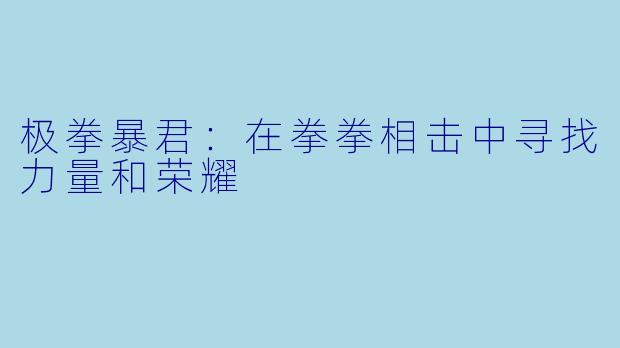 极拳暴君：在拳拳相击中寻找力量和荣耀