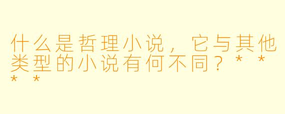 什么是哲理小说,它与其他类型的小说有何不同?****