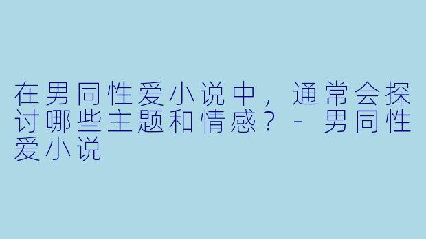 在男同性爱小说中，通常会探讨哪些主题和情感？