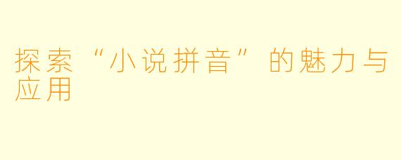 探索“小说拼音”的魅力与应用