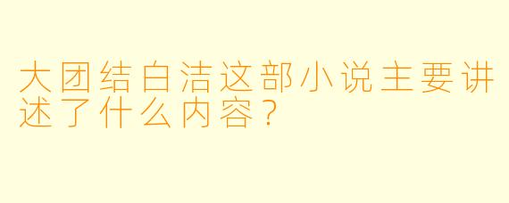 大团结白洁这部小说主要讲述了什么内容？