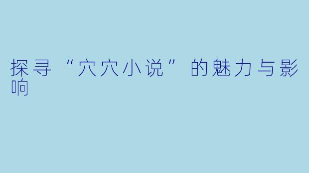 探寻“穴穴小说”的魅力与影响