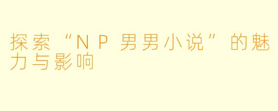 探索“NP男男小说”的魅力与影响